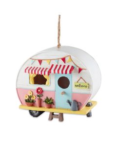 PINK AND WHITE CAMPER BIRDHOUSE
